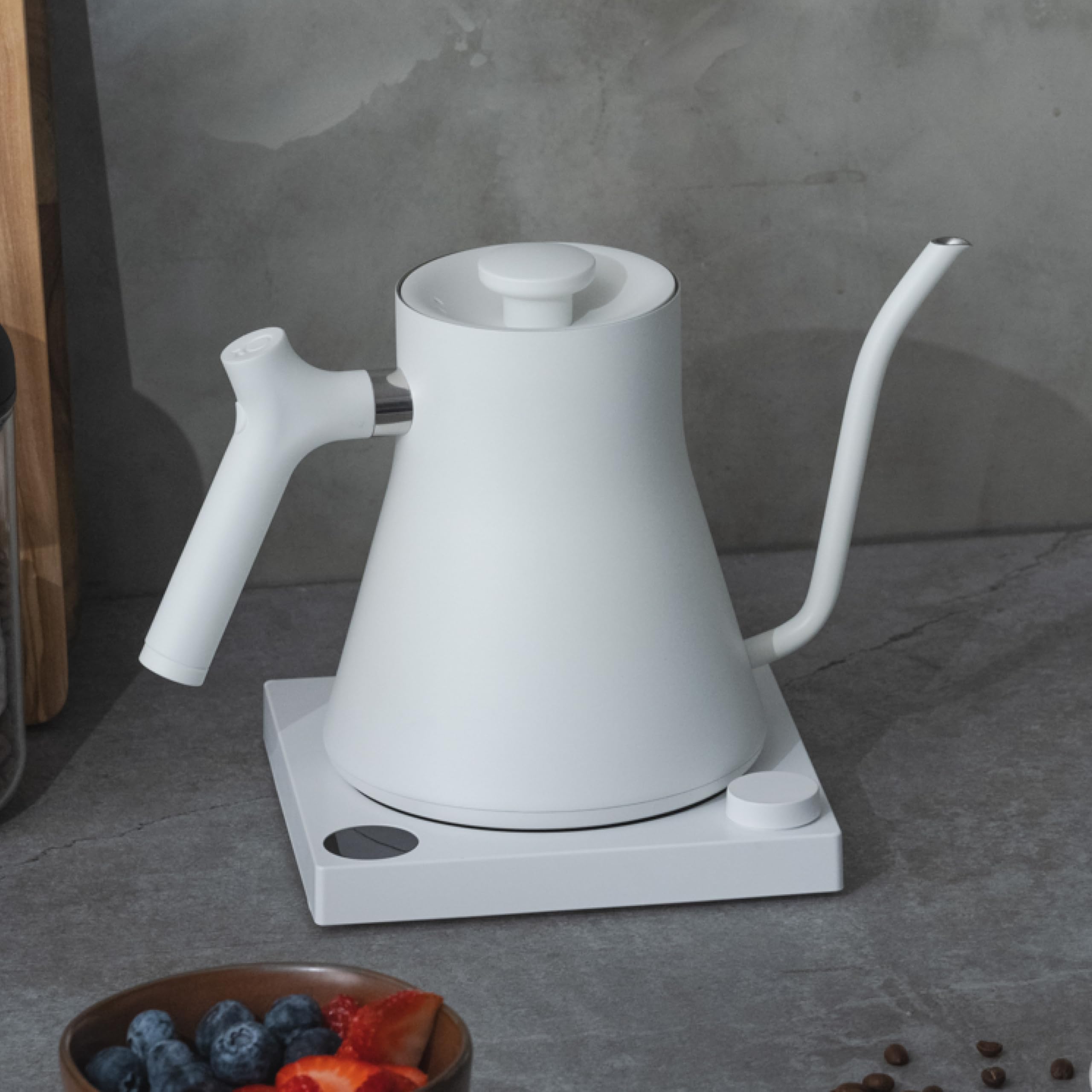 Fellow Stagg EKG Electric Gooseneck Kettle - Pour-Over Coffee and Tea Water Boiler - Stainless Steel, Quick Heating for Boiling Water - Matte White