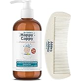 Happy Cappy Cradle Cap Medicated Shampoo and Body Wash with Comb - Baby Dandruff Shampoo, Helps Infants with Seborrheic Dermatitis, Reduces Flakes, Dermatologist Tested, Fragrance Free - 8 fl oz