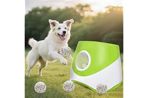 MEKAPLE Automatic Dog Ball Launcher for Samll to Medium Dogs, Upgraded Interactive Toy Balls Thrower, Mental Stimulating Dog Toys with 4 Durable Etpu Balls 2.2 Inch (Light Green)