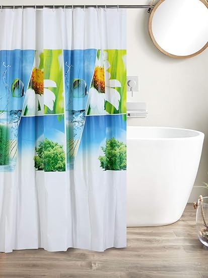 Cortina Polyester Designer Bathroom Curtains Waterproof 7 Feet