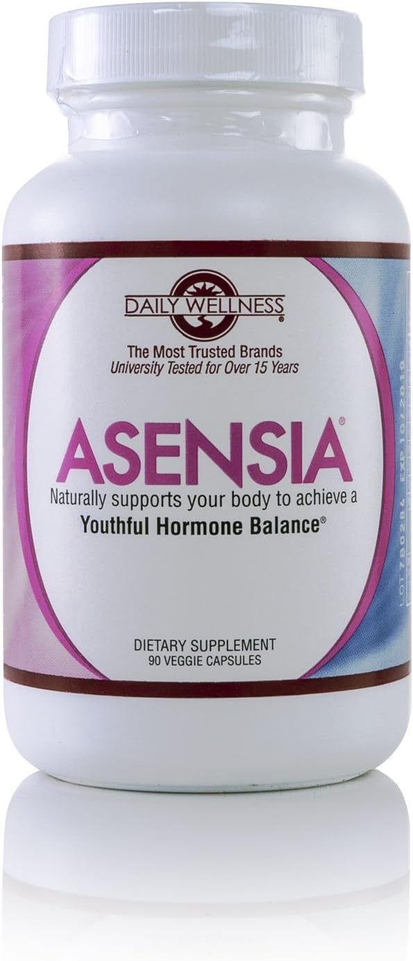 Asensia-Natural Dietary Supplement for Relief from Insomnia, Bloating, Thyroid Related Weight Gain and Hot Flashes Related to Menopause. No Hormones, Gluten Free and Soy Free. 1 Month Supply