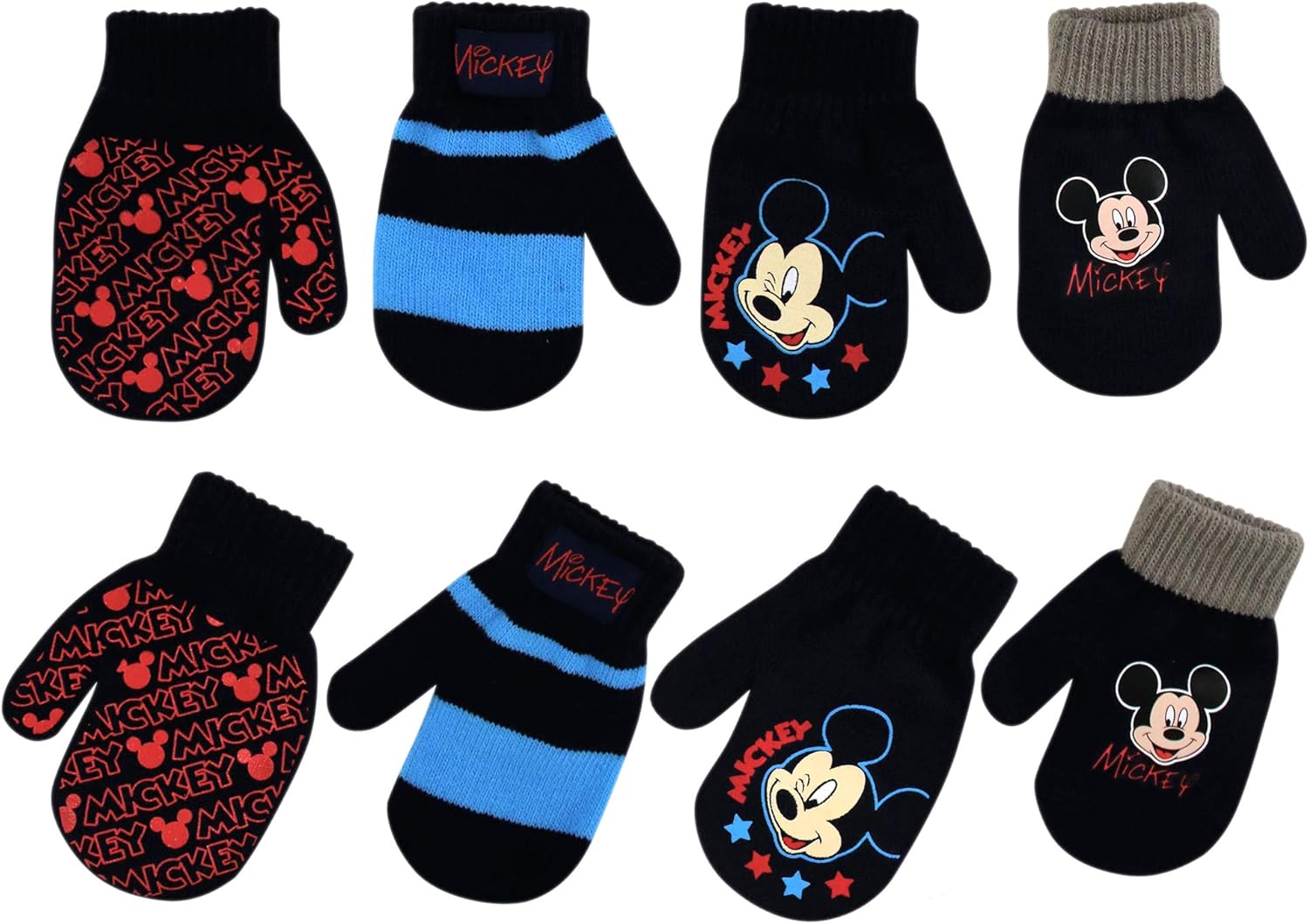 Disney Boys 4 Pack Mitten or Glove Set: Mickey Mouse, Cars Lighting McQueen (Age 2-7): Clothing