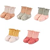 MAMIMAKA Unisex Baby Socks Breathable Soft Cotton Ankle Socks for Baby Boy and Girl, 5 Pack