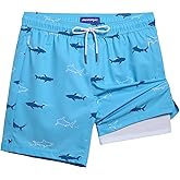 maamgic Mens Swim Trunks with Compression Liner 7" Bathing Suit Quick Dry Swimming Trunks for Men with Zipper Pockets