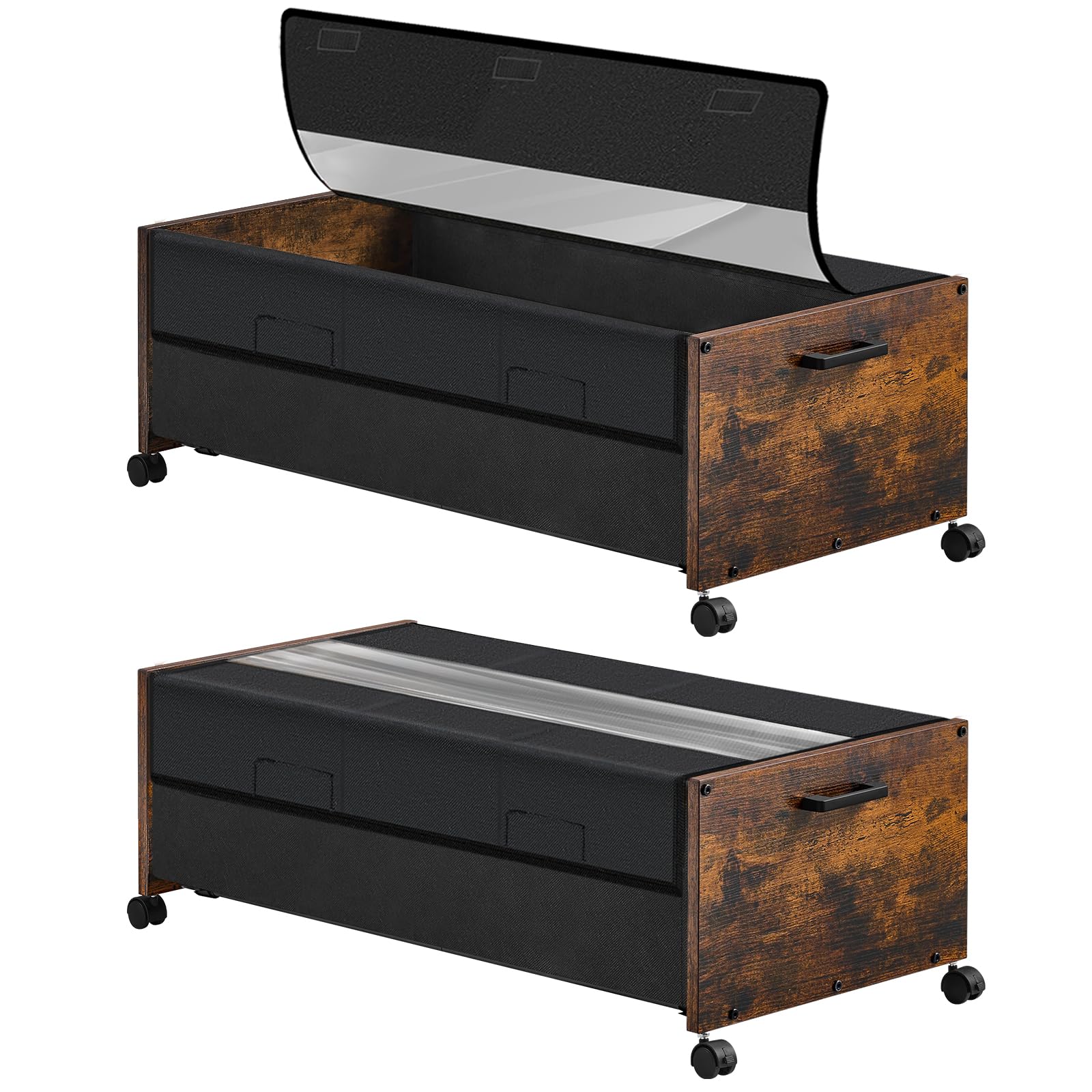 Photo 1 of FOUCSSOMEI Under Bed Storage with Wheels XXL Size, Under Bed Storage Containers, UnderBed Drawers with Metal Frame, for Clothes Shoes Blanket, Patented Design