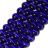 Dark Blue Cat Eye Beads Round 6mm Semi Precious Gemstone Loose Beads for Jewelry Making (65pcs/Strand)