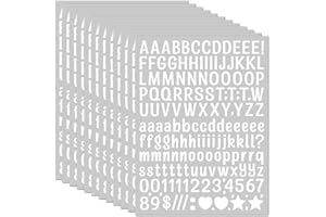 PARTYGARDEN 15 Sheet Small Letter Stickers - 1/2 Inch White Vinyl Self Adhesive Alphabet Number Stickers Stick On Letters for Arts Crafts Outdoor Sign Wall Mailbox Windows Doors Car Poster Board