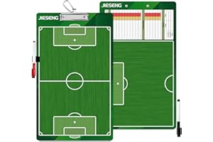 JIESENG Soccer Coaching Board, Premium Tactical Coaches Clipboard for Soccer, Two-Sided with Dry Erase Soccer Marker Board