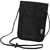 Travel Neck Wallet,Black Rfid Blocking Passport Holder,Wear Resistant Neck Pouch,Security Lightweight Passport Wallets for Women Men (7.87" x 5.5")