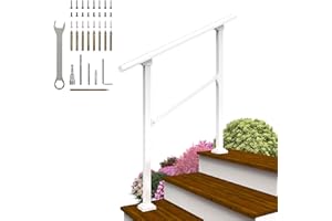 Arti-Life Hand Rails for Outdoor Steps,Railings for Outdoor Steps,Handrails for Outdoor Steps,Porch Handrail Kit White for Concrete,Brick,Wood Steps (White, 3 Step)