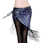 ROYAL SMEELA Belly Dance Hip Scarf Sequin Tassel Triangle Bellydance Hip Scarves Wrap Skirt Tribal Dancer Costumes for Women