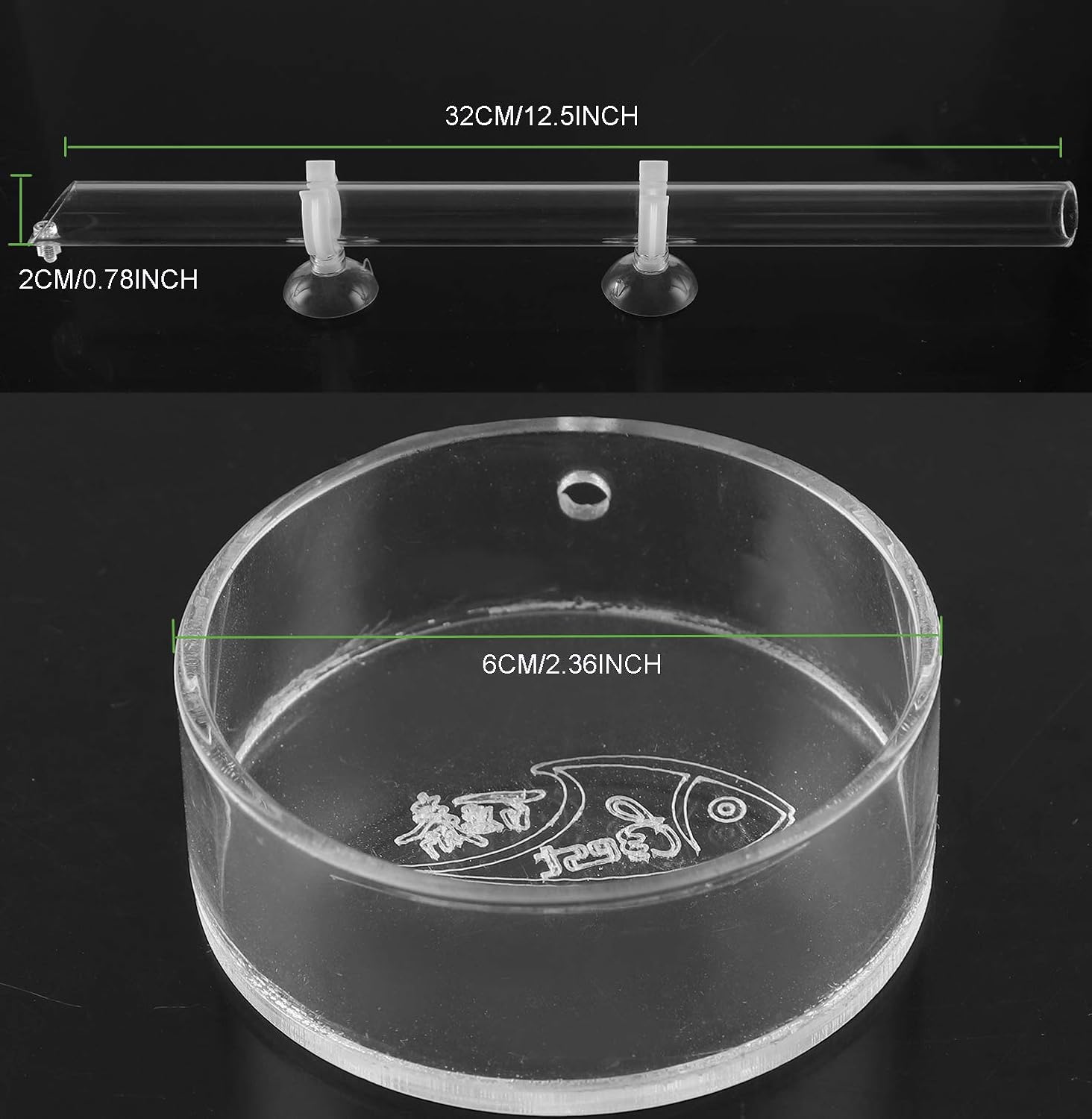 niCWhite Acrylic Shrimp Feeder Tube Feeding Dish Tray, Shrimp Feeding Tube for Fish Tank Aquarium Shrimp Fish 30cm, with 2 Suction Cups - Image 3