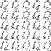 25 Packs 1/4 Inch 304 Stainless Steel D Ring Shackles Set for Outdoor Adventure?Traction Steel Wire and Heavy Duty Construction, Bow Shape, Anchor Shackles 6 mm, by GENHAKON
