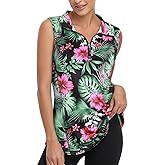 Viracy Women's Zip Up Golf Workout Tank Tops Sleeveless Quick Dry Athletic Polo Shirts
