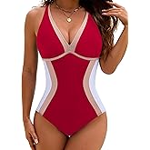 BMJL Womens One Piece Swimsuit Slimming Tummy Control Bathing Suit Color Block Shapewear Swim Suits 2025