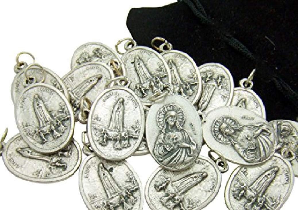 Westman Works Bulk Medal Lot Set of 20 Our Lady of Fatima Metal Pendant 3/4 Inch W Bag from Italy