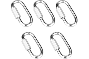 Vmuter 5 Pcs 2.3 Inch 304 Stainless Steel Heavy Duty Screw Chain Quick Links, Carabiner, 880LB Capacity Repair Utility Connector for Camping Outdoor Equipment Locking Hammocks Harness Leash
