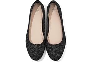 SHUPUA Dress Shoes for Women Round Toe Flats Shoes Lace Ballet Flats Dressy Comfortable Foldable Flats Low Heel