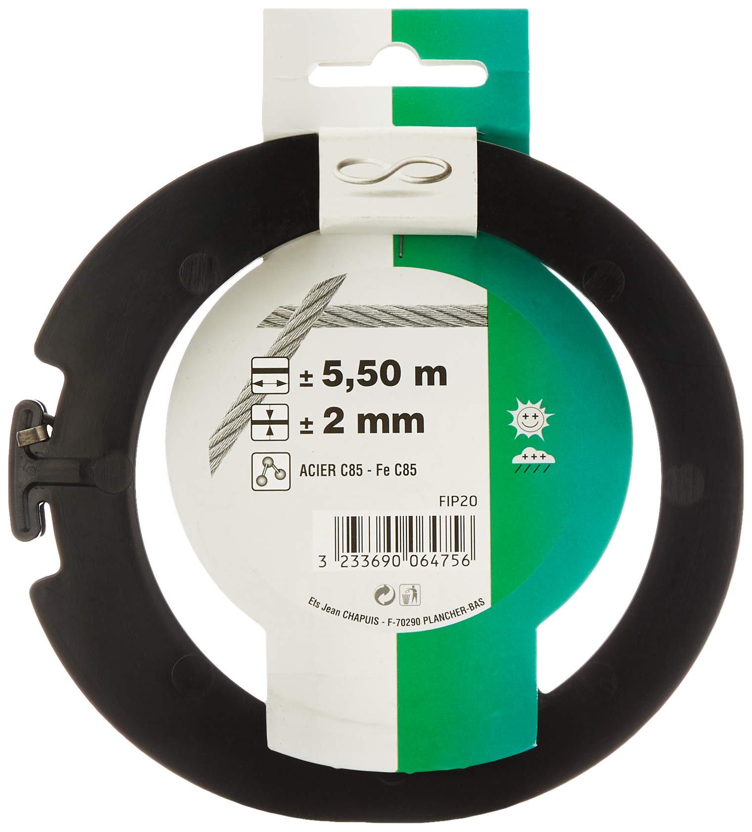 Chapuis FIP20 Piano Rope - Material: C85 Steel - Diameter: 2 mm - Length: 5 m - Colour: Metal, Grey