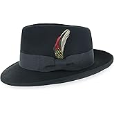 Belfry Gangster 100% Wool Stain Resistant Crushable Dress Fedora in Black Grey Navy Brown Pecan