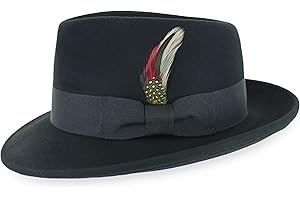 HATS IN THE BELFRY Belfry Gangster 100% Wool Stain Resistant Crushable Dress Fedora in Black Grey Navy Brown Pecan