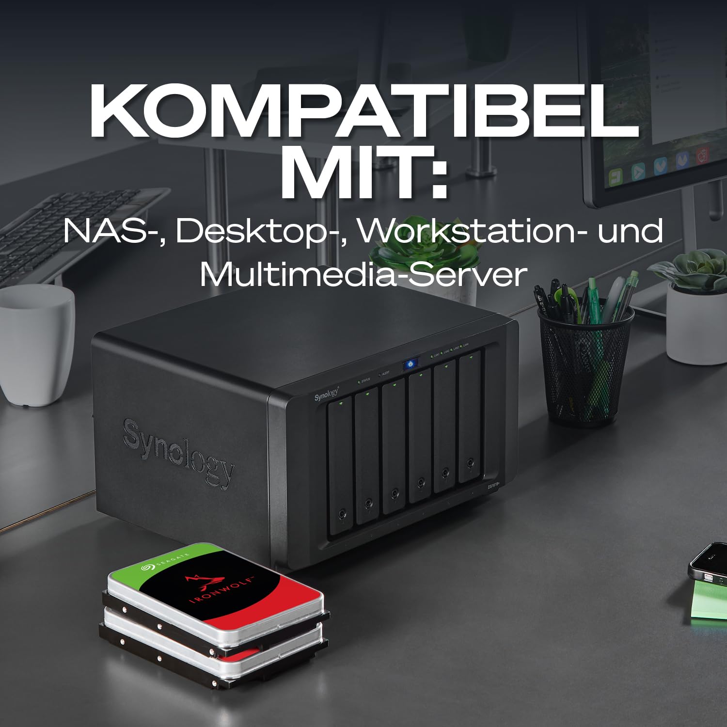 Seagate IronWolf 12TB, NAS Interne Festplatte HDD, 3.5 Zoll, 7200 U/Min, CMR, 256 MB Cache, SATA 6GB/s, silber, inkl. Data Rescue Service (ST12000VNZ008) 8