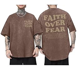 Kelxjia Christian Shirts for Men Faith Over Fear