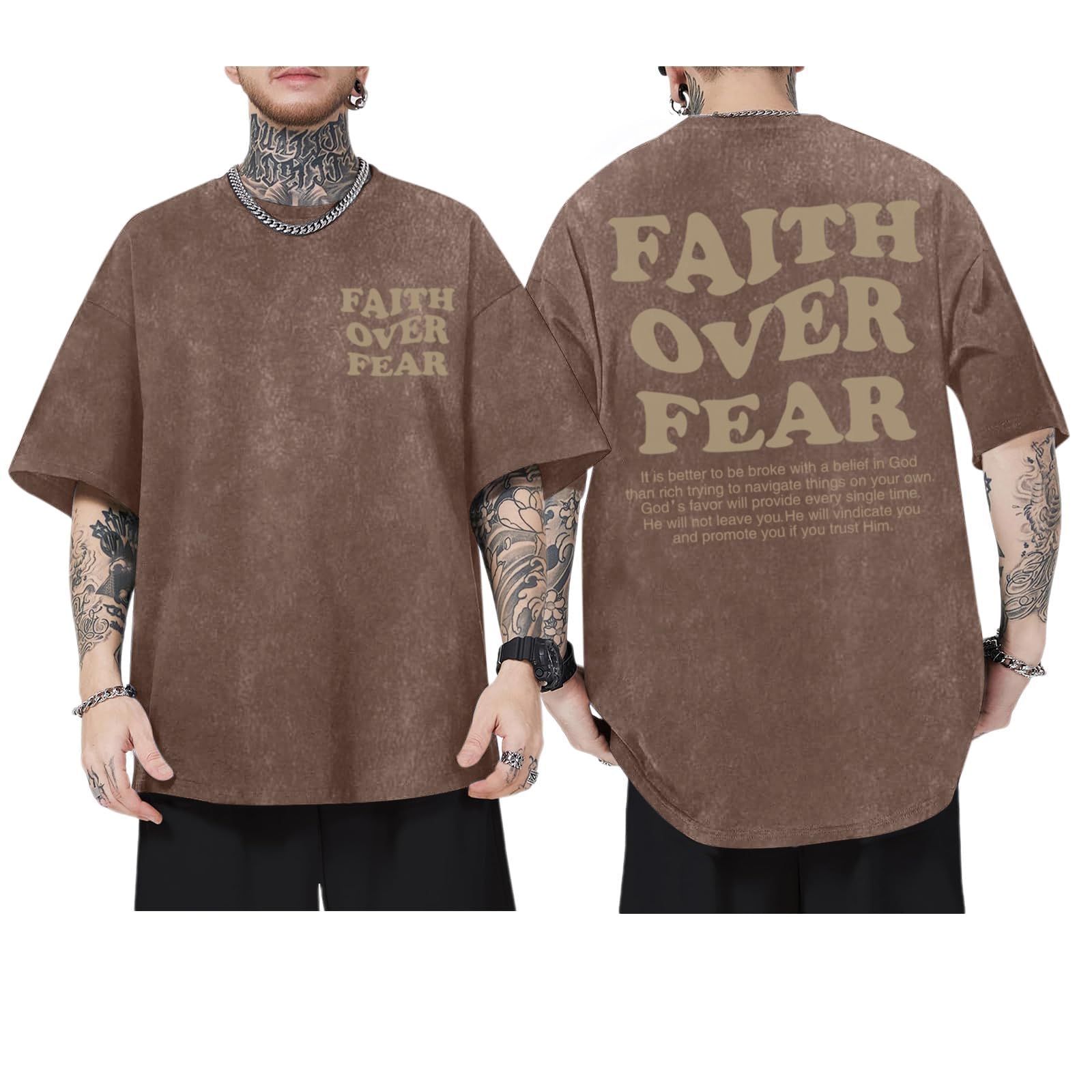 Kelxjia Christian Shirts for Men Faith Over Fear