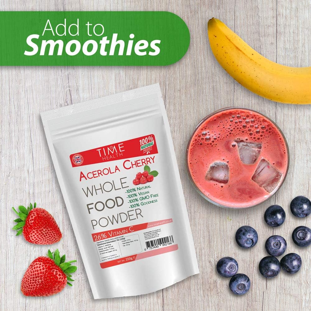 Acerola Cherry Spray Dried Juice Powder - Natural & Wholefood VIT C - 100g 250g 500g 1kg (250g Powder Pouch) - Image 5