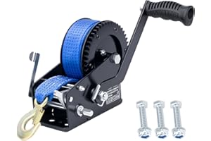 RVSNAIL 3500LBS Heavy Duty Boat Trailer Winch with 32FT Strap, 2-Way Ratchet, 4:1/8:1 Gear Trailer Winch, Portable Hand Crank for Boat, Truck, Trailer, RV, ATV, Jet Ski