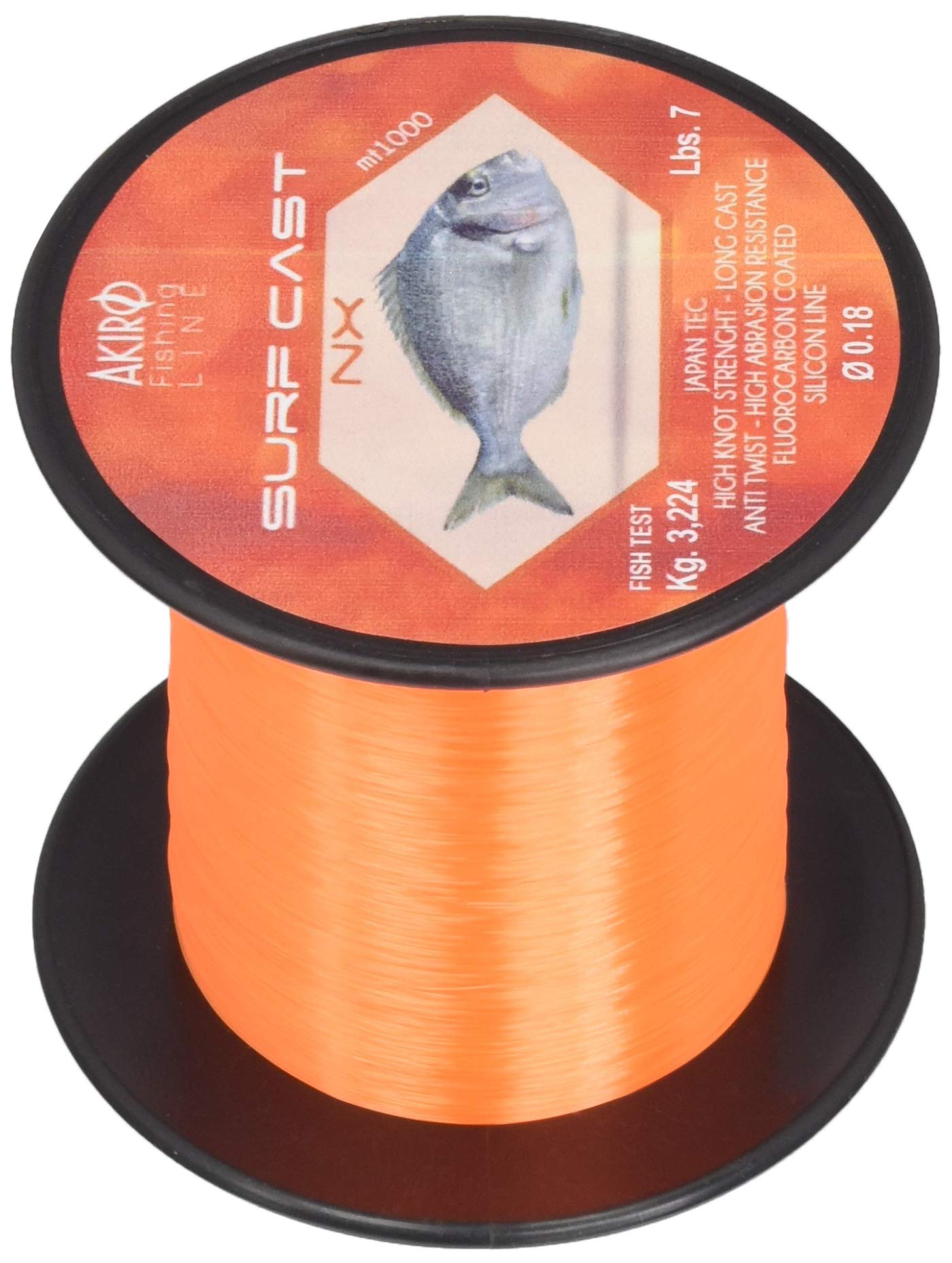 Akiro Surf Cast Nx Unisex Adult Fishing Line, unisex adult, AMSURNXOR1000.040, Arancione, 0.4 mm