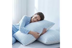 Faux-Goose Down Pillows Queen Size Set of 2, Cooling Soft Fluffy Pillows with Zippered Removable Cover(Rayon Drived from Bamb