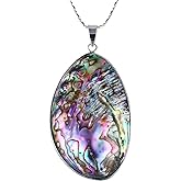 TUMBEELLUWA Sea Shell/Abalone Shell Pendant Necklace for Women, Pendant with 19.5" Chain
