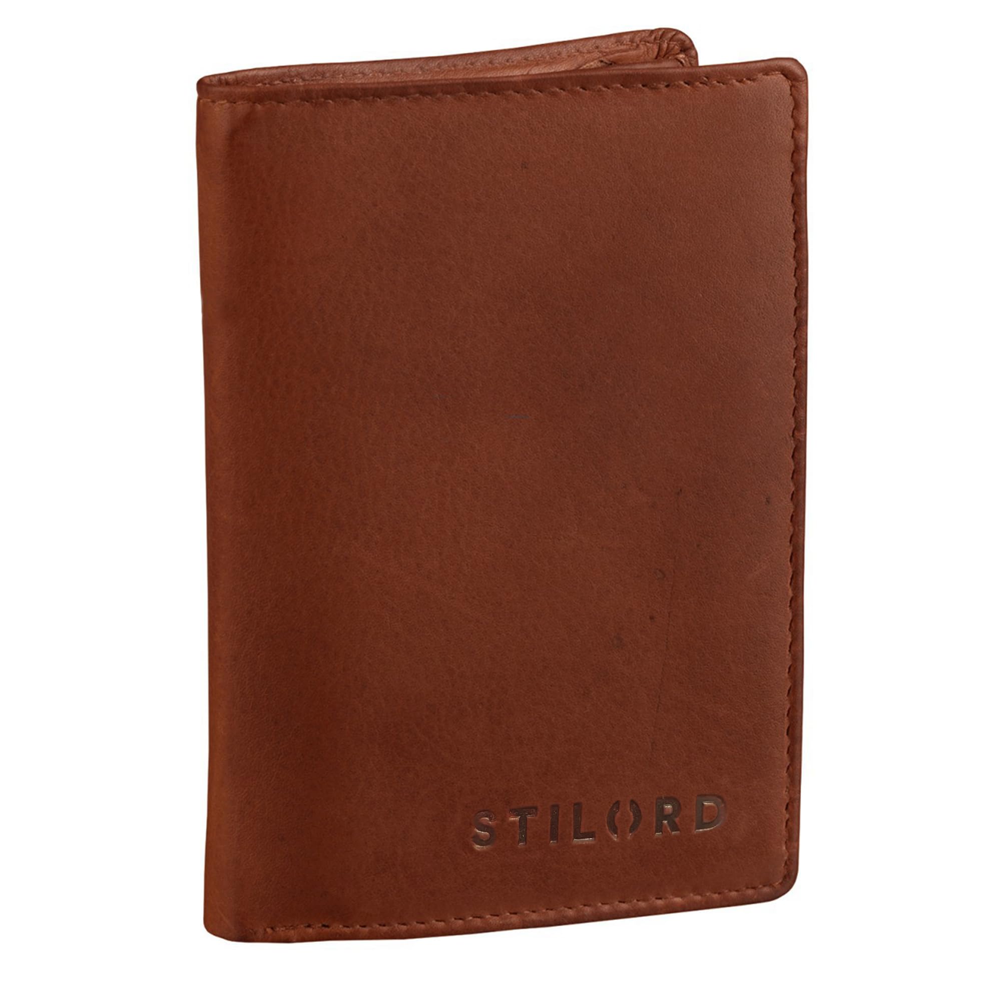 STILORD 'Logan' Genuine Leather Wallet & Credit Card Holder with Coin Storage Vertical, Colour:Cognac-Brown