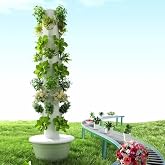 TIRUSS Vertical Hydroponic Grow Tower Aeroponic Tower for Fruits and Vegetables 9 Layer 36 Pots Planter with Water Tank and Pump