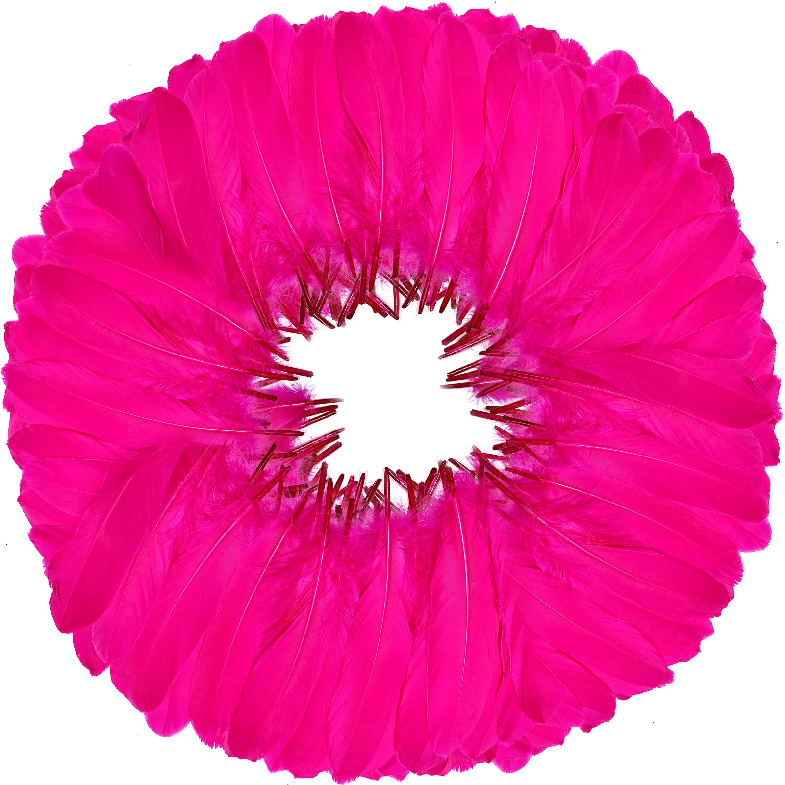 FeelfunFeather 120pcs Hot Pink Goose Feathers 6-8