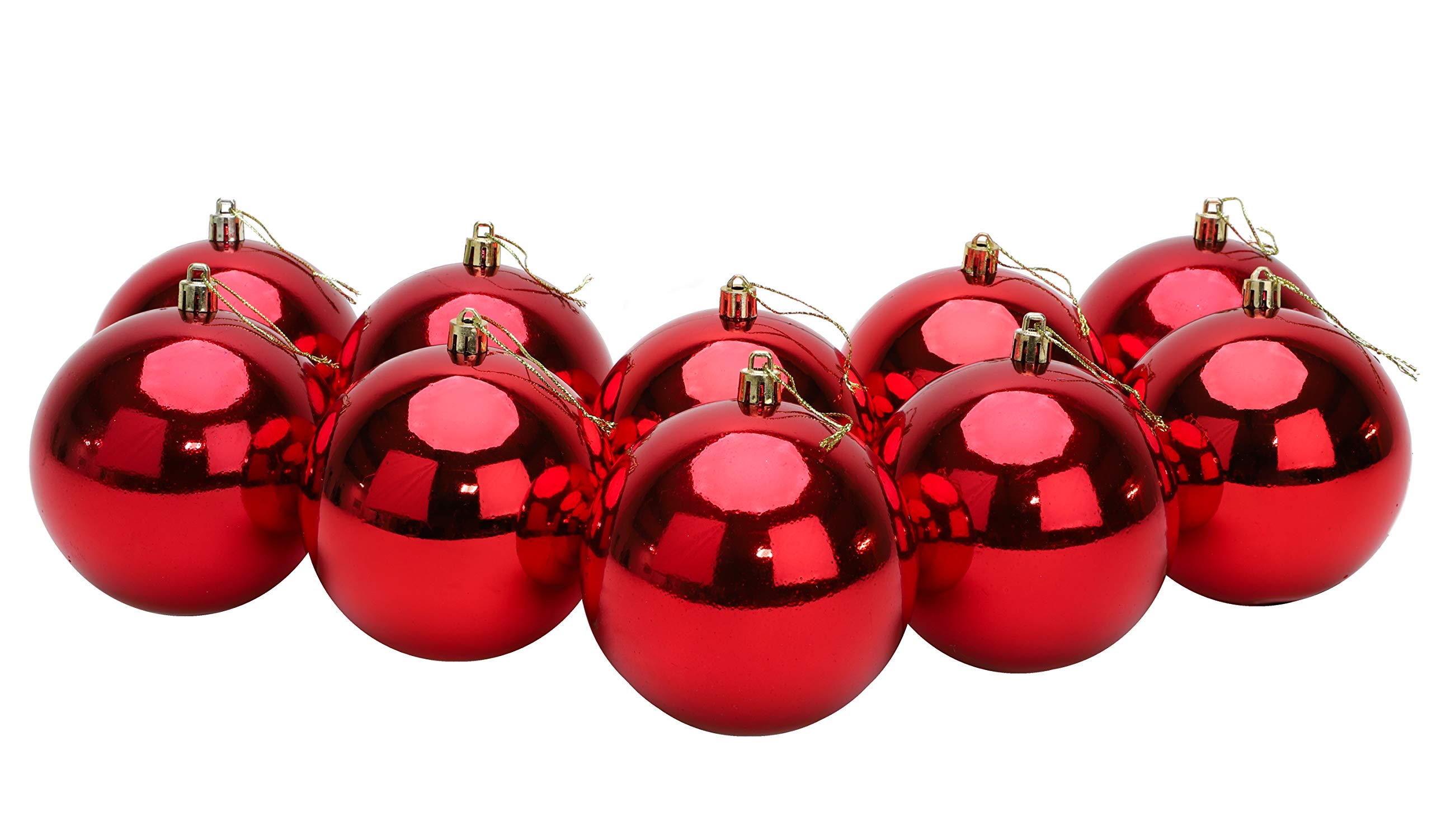 Toyland® 10 Extra Large 100mm Colour Christmas Baubles - Christmas Tree Decorations (Red)