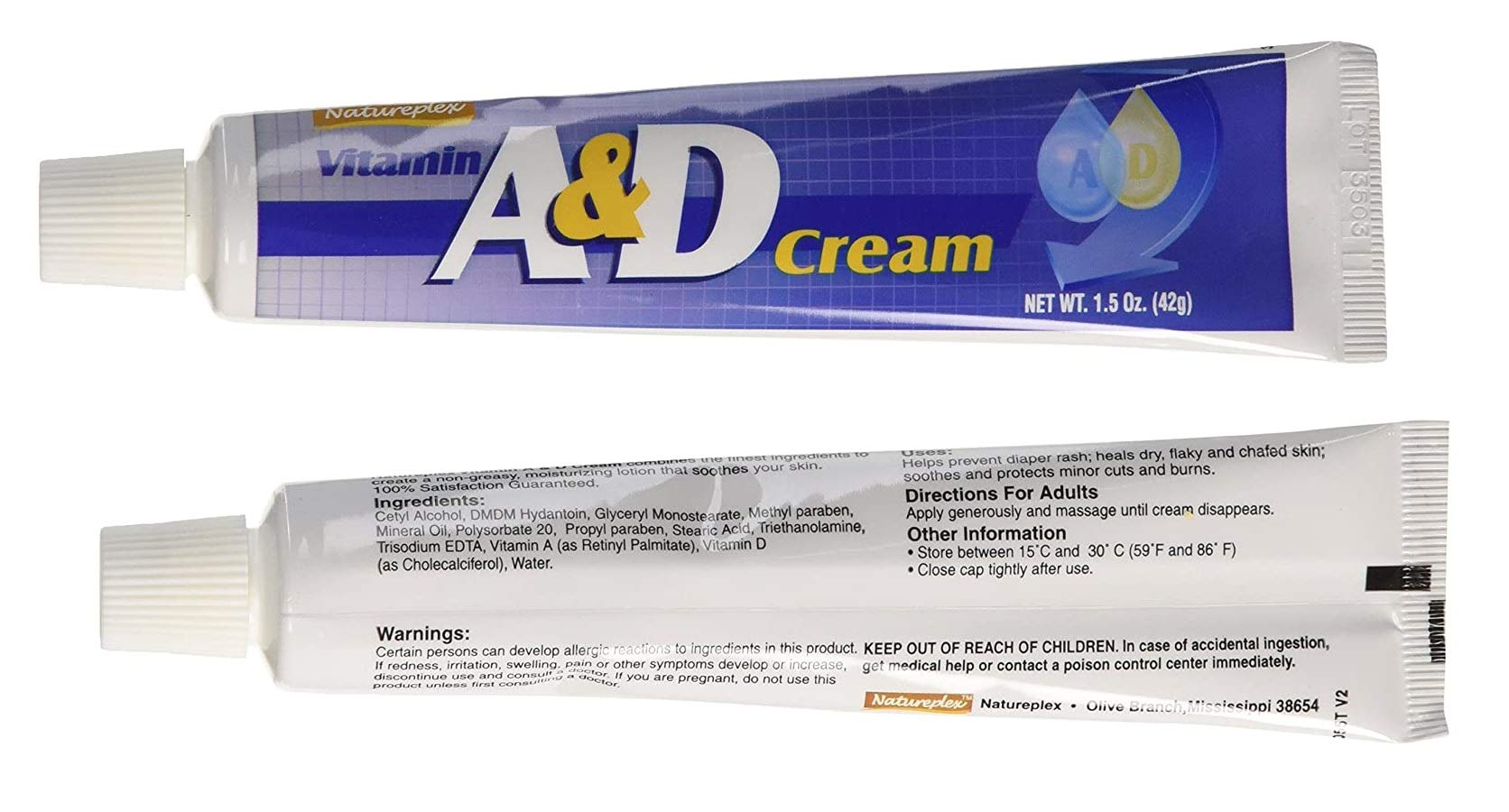 Vitamin A&D Moisterizing, Soothing Cream, 2 x 1.5 oz Bottles (for Dry, Flaky Skin)