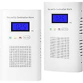 2 Packs Combination Gas & Carbon Monoxide Detector, Plug in Carbon Monoxide Alarm & Natural Gas Detector,Propane,Methane,with Backup 9V Battery Feature, Digital Display, for Home, Apartment, RV