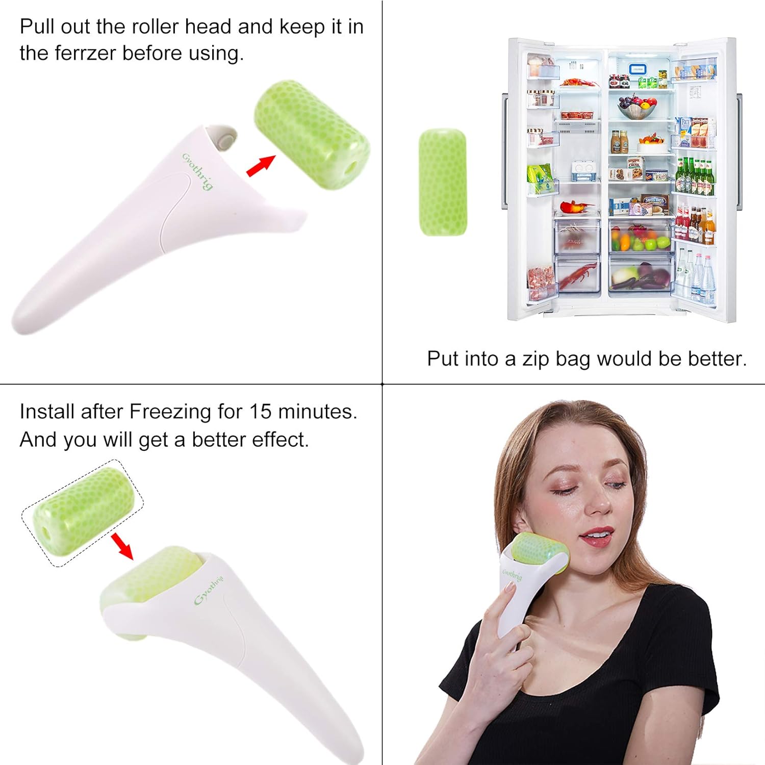 Face Ficial Jade Ice Roller – Natural 100% Real Jade Roller Anti Wrinkle Gua Sha Tool With Cooling Ice Roller for Face & Eye Puffiness Migraine Pain Relief Facial Massager Treatment Gifts for Women: Beauty