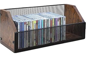 Salajory CD Storage Rack - CD Storage Case Holds 38 Full Case CDs, 76 Slim Case CDs, Desktop or Closet CD Stand, CD Display for Blu-Ray | Video Game Cases | Papers | Cards
