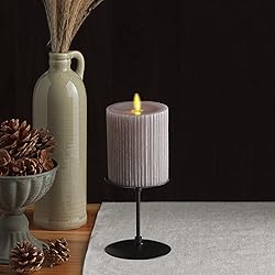 Luminara Metallic Embossed Pillar, Grey Flameless