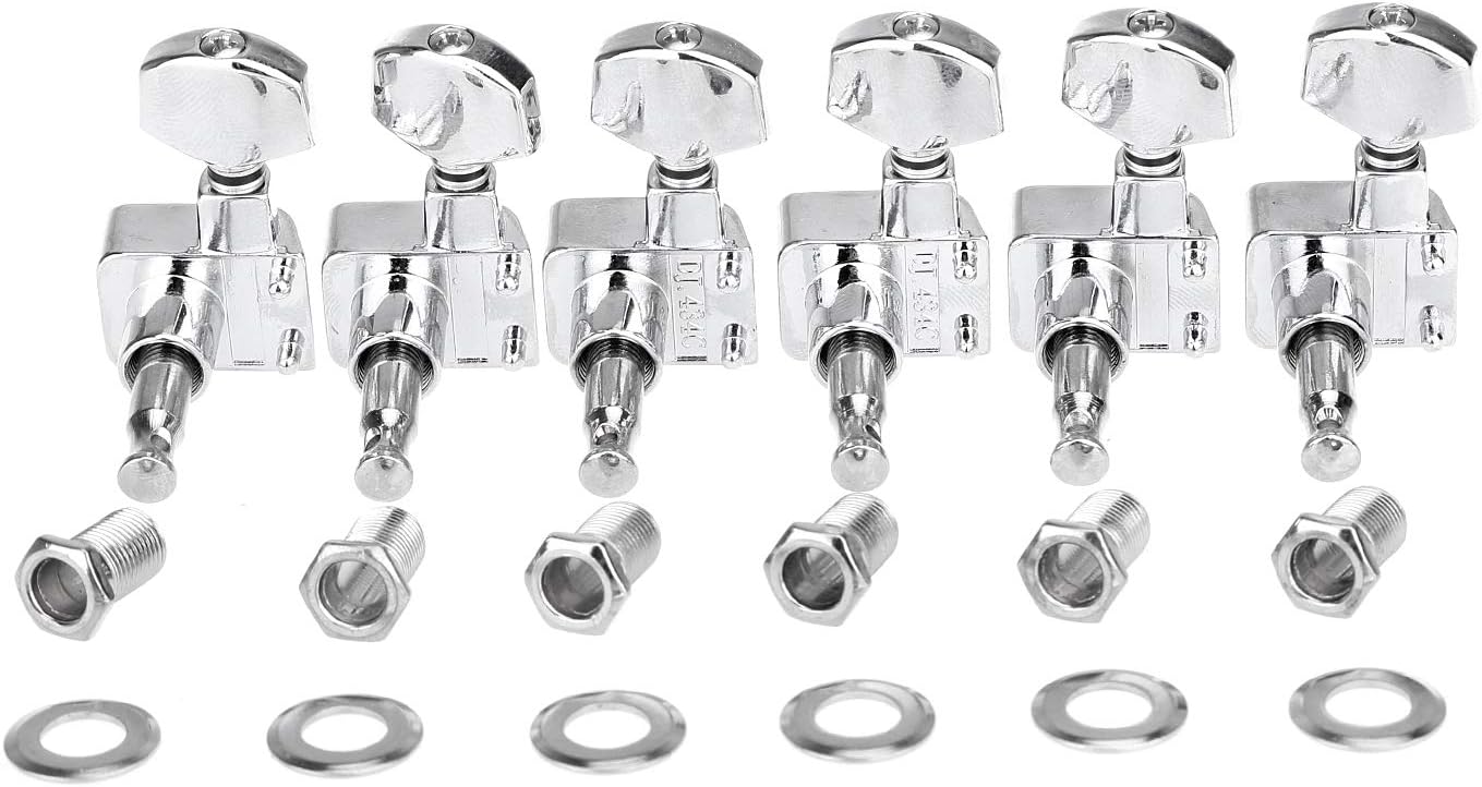 Musiclily Pro 6-in-line 2-pins Sealed Guitar Tuners Machine Head Tuning Pegs Set for Fender Strat/Tele, Chrome - Image 5