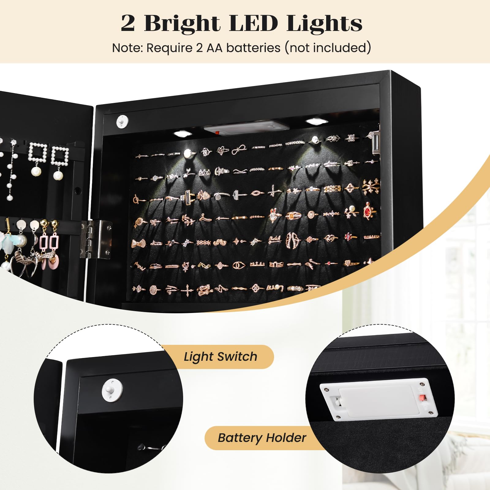 Giantex Wall Door Mounted Jewelry Armoire Cabinet with 47.5