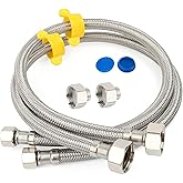 Klabb 24 Inch Stainless Steel Braided Faucet Supply Line, 1/2” FIP x 3/8” Compression Connector, Flexible Water Connector for Kitchen Sink(2 Pack)