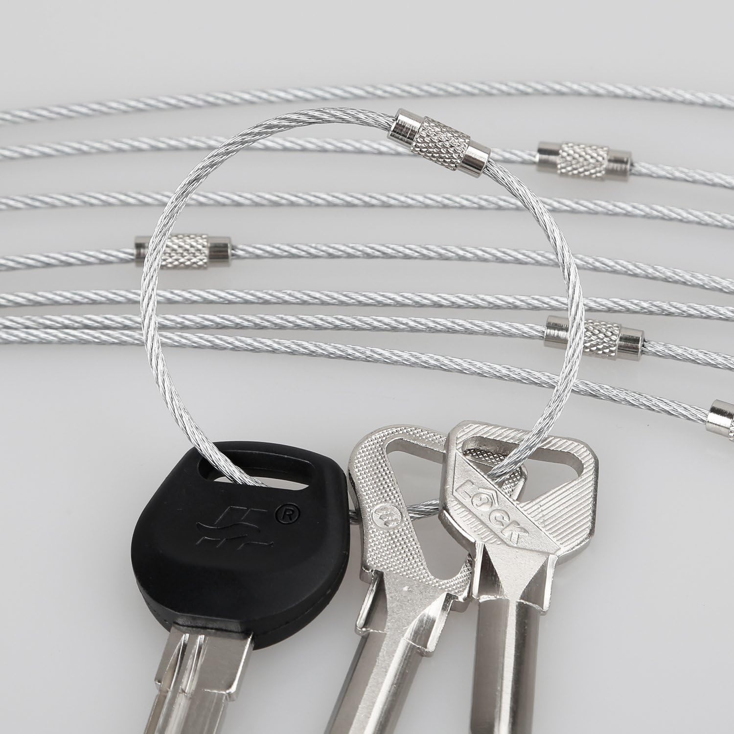 Pawfly Wire Keychain Cable 6 inch Stainless Steel Key Ring Loop for Outdoor Hiking: Clothing