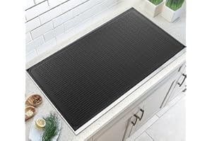 Golener Silicone Stove Top Cover - 36.5" x 20.5" Stove Top Protector for Electric Stove, Food Grade, Foldable, Easy Clean, Heat-resistant Silicone Mat for Glass Stove Top, Large Dish Drying Mat, Black