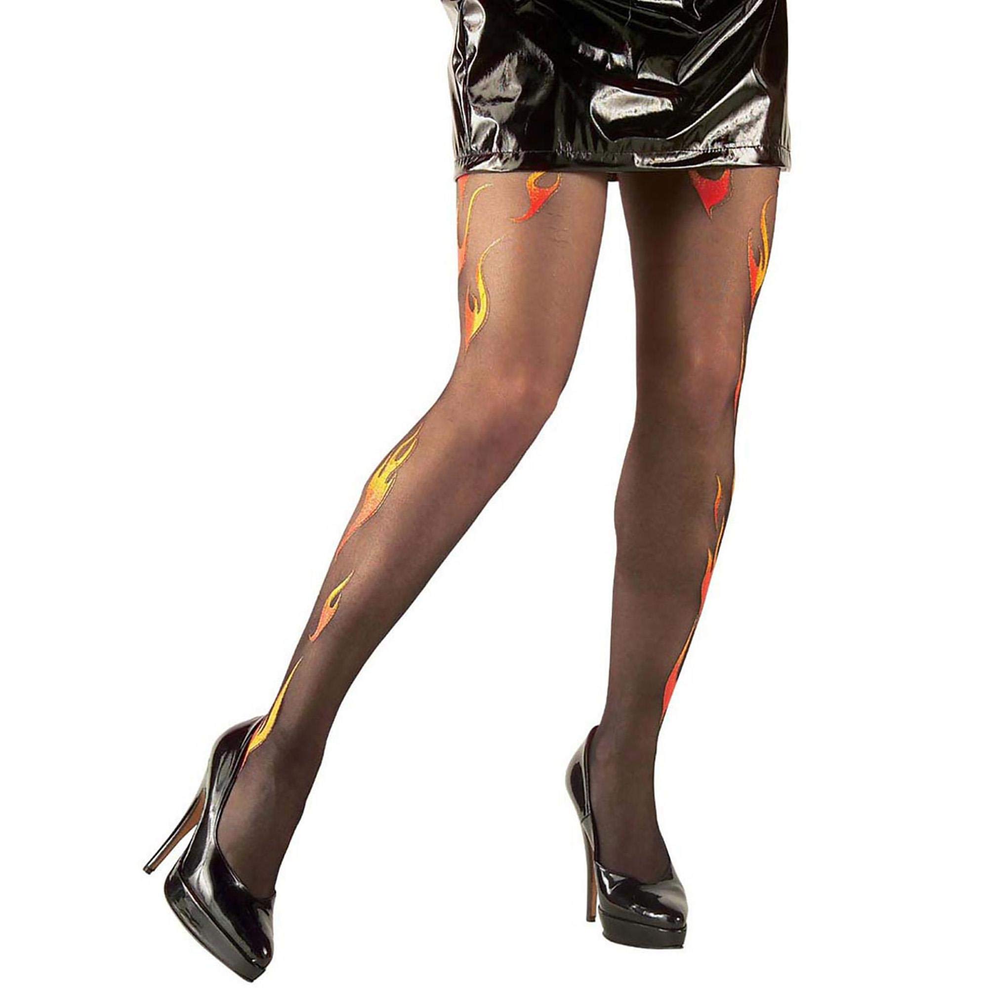 Pantyhose Glitter Flames Black Accessory for Lingerie Fancy Dress