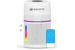 Air Purifiers for Bedroom with 7 Color Light, DAYETTE Smart Wifi H13 Air Purifier for Home Large Room Up to 1500 Ft², APP Control & 20 dB Sleep Mode for Dust Pollen Dander Smoke