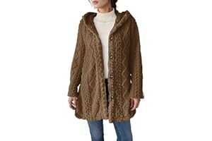Godalithic Fleece Jacket Women Casual Button Up Fuzzy Hooded Long Sleeve Cardigan Sweaters Warm Sherpa Lined Coat Outerwear